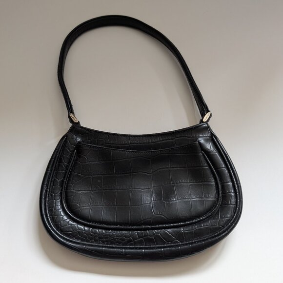 Nine West Black Croc Embossed Shoulder Bag | Y2K Vintage Handbag - Picture 1 of 14